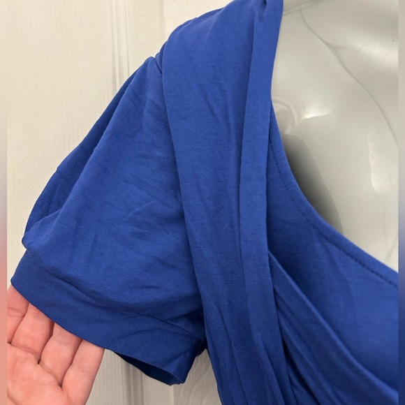 BCBG Cobalt Blue Ruched  Front Dress Size Large - Picture 6 of 10